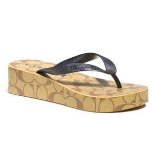Coach Black and Tan Platform Sandals